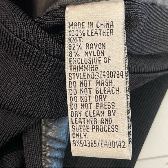 Nygard Collection Sz OX Black Geometric Textured Leather Knit Sleeve Back Jacket - Picture 11 of 11